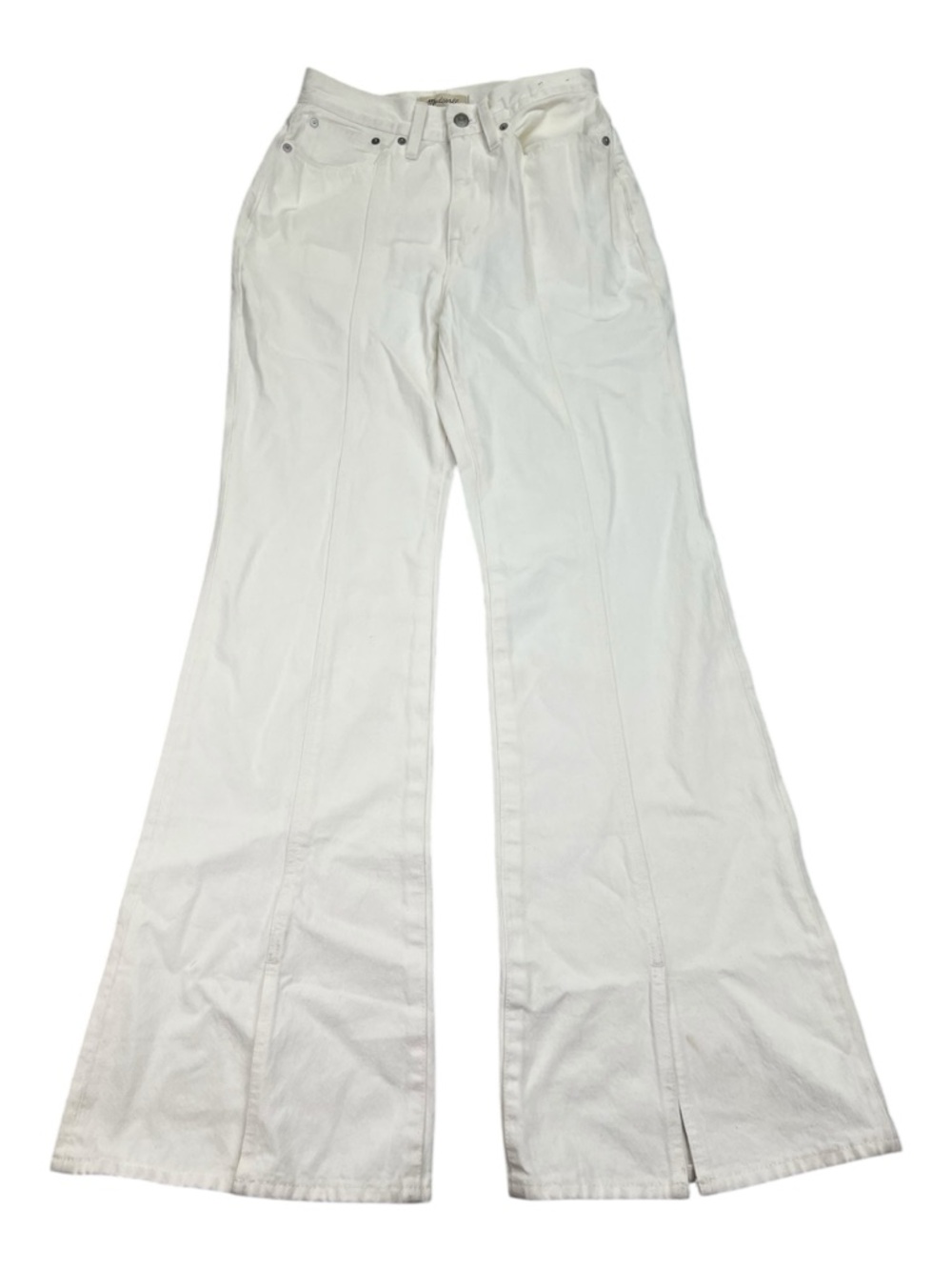 Madewell Baggy Flare Jeans Women’s Sz 26 Tile White High Rise Wide Leg Split Hem - Picture 4 of 16